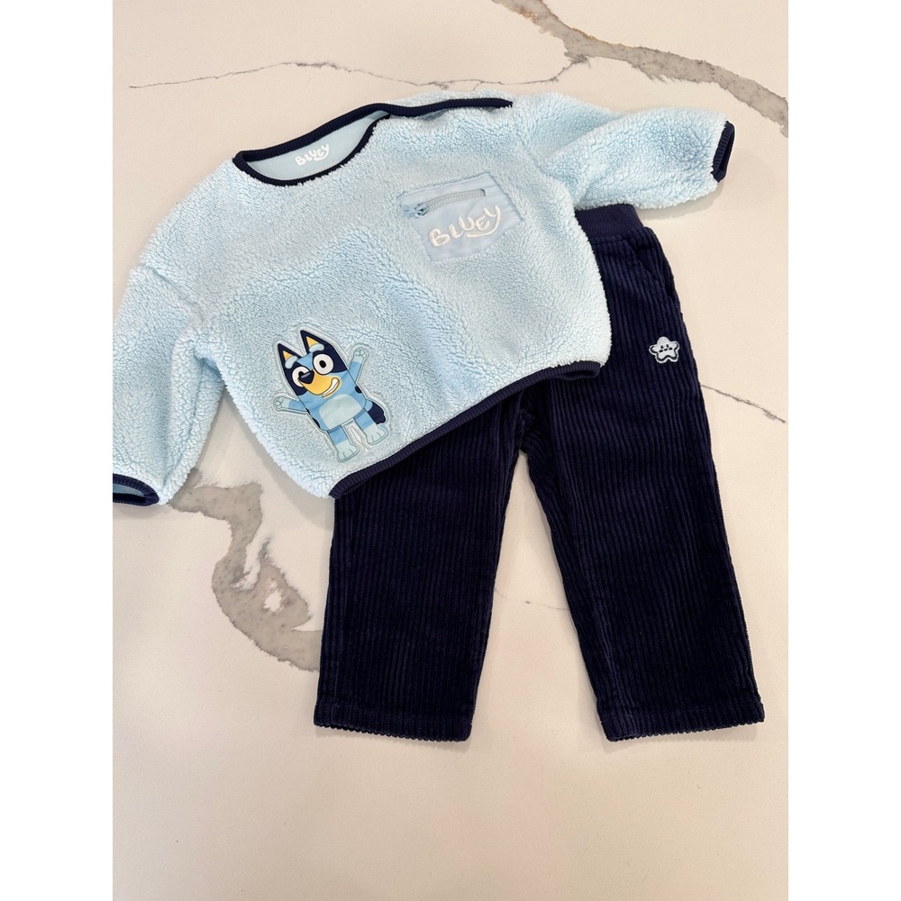 Bluey Kids Fleece Top and Corduroy Pants Set Baby‎ Toddler Size 12 Months